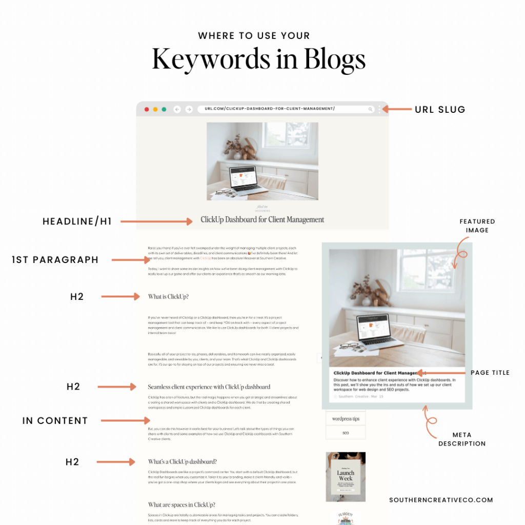 Image To Show Where To Add Seo Keywords In Blogs