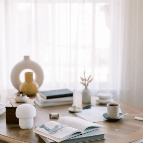 image of interior design books at home studio
