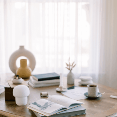 image of interior design books at home studio
