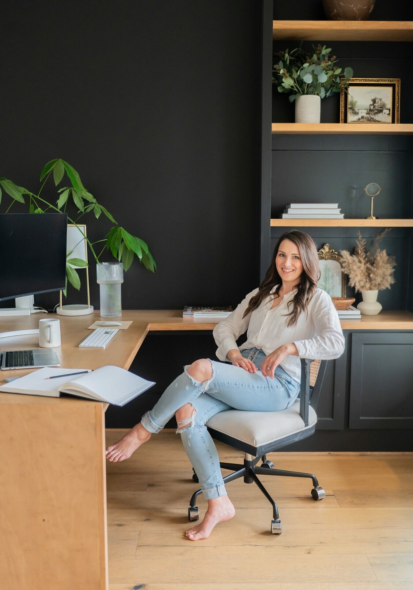 Southern-Creative-Owner-Stephanie-Okeefe-Seo-Strategist-And-Wordpress-Designer Southern Creative Owner Steph O'Keefe Sitting In Home Office.